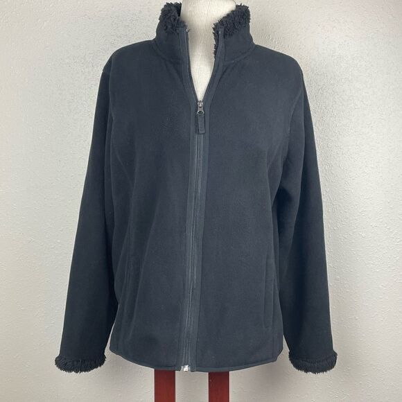 Pre-Owed Croft & Barrow Womens Black Fleece Zip-Up Jacket Size XL - Picture 1 of 6